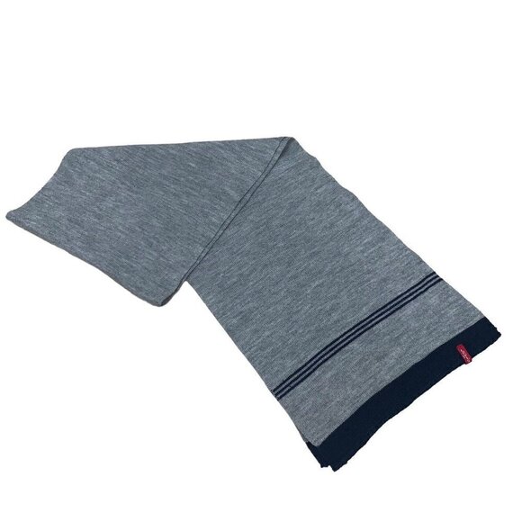 Levi's Unisex Knit Scarf  100% Acrylic Colorblock Gray Blue 58 in. by 11 in. - Picture 1 of 4